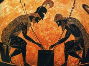 Achilles and Ajax Playing Dice, 6th Century BCE Greecian Pottery