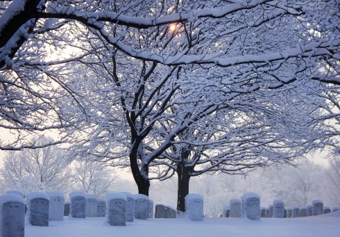 cemetary and snow