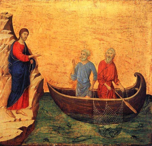 Calling of Peter and Andrew, Duccio di Buonisegna (1308-1311)