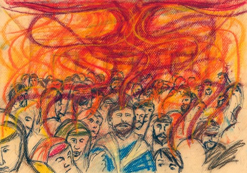When the Day of Pentecost Came, Mark A Hewitt, Pastel and pen http://oldtractortinshed.net/?tag=pentecost