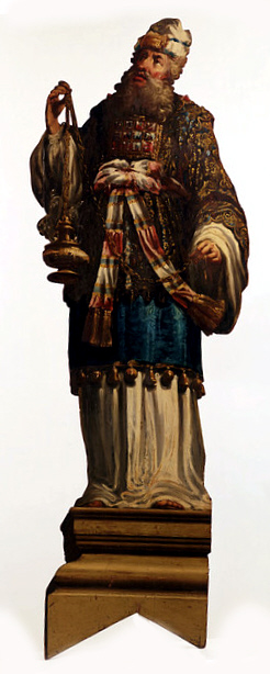 Painted board of Aaron, oil on wood panel, British, ca 1708